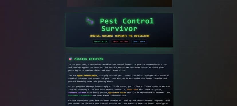 Pest Control Exterminator Survival Game